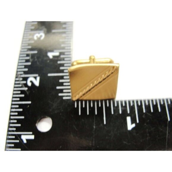 Strand Square Rolled Rope Design Vtg Cufflinks Gold Tone Tux Wedding Formal IOB - Picture 5 of 11